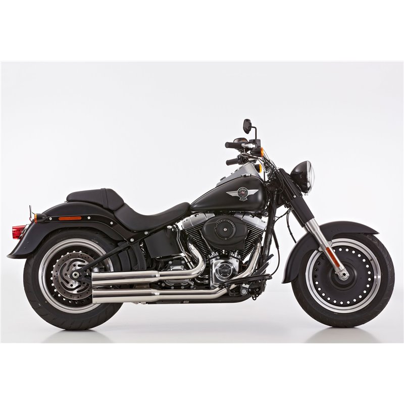 Falcon Uitlatensysteem Double Groove (met kat.) | Harley Davidson Softail | zilver»Motorlook.nl»4251233339856