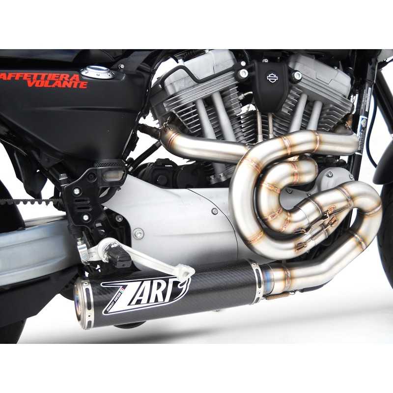 Zard Full Exhaust System 2-1 round Titanium/Carbon | Harley Davidson XR1200»Motorlook.nl»