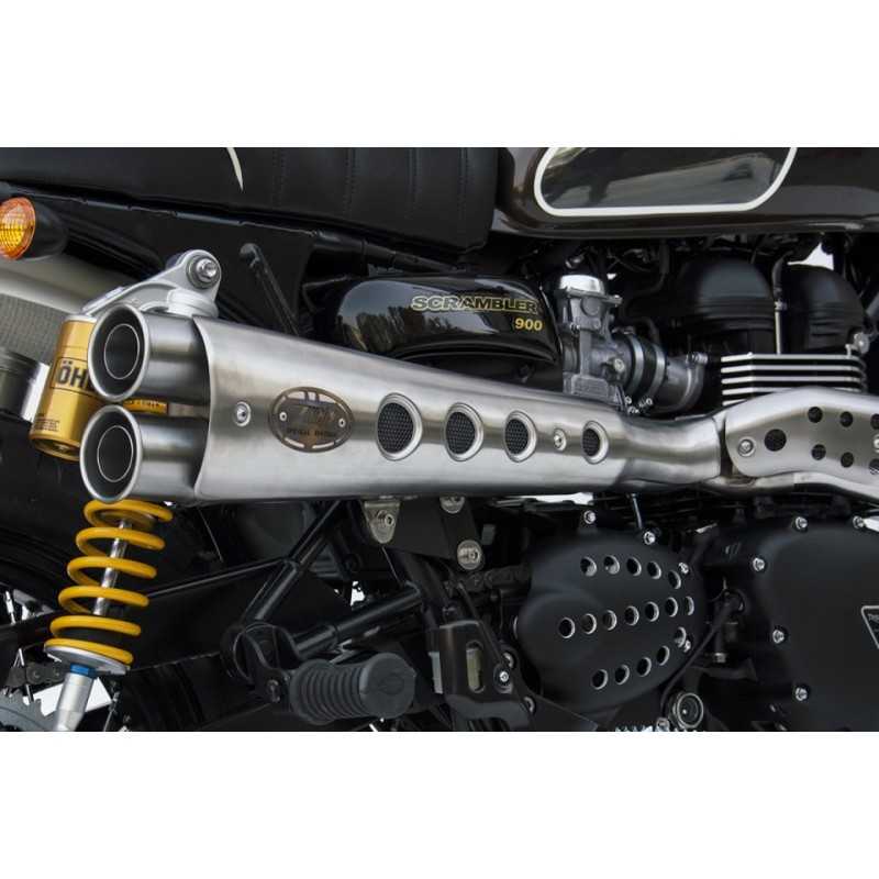 Zard Full Exhaust System 2-1 Special Edition High Mount Matt RVS | Triumph Scrambler»Motorlook.nl»