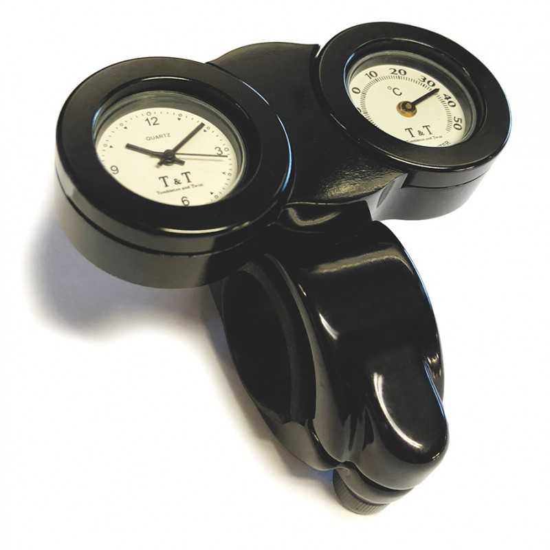 T&T Handlebar Clamp double chrome (clock/thermometer)»Motorlook.nl»2000100345184